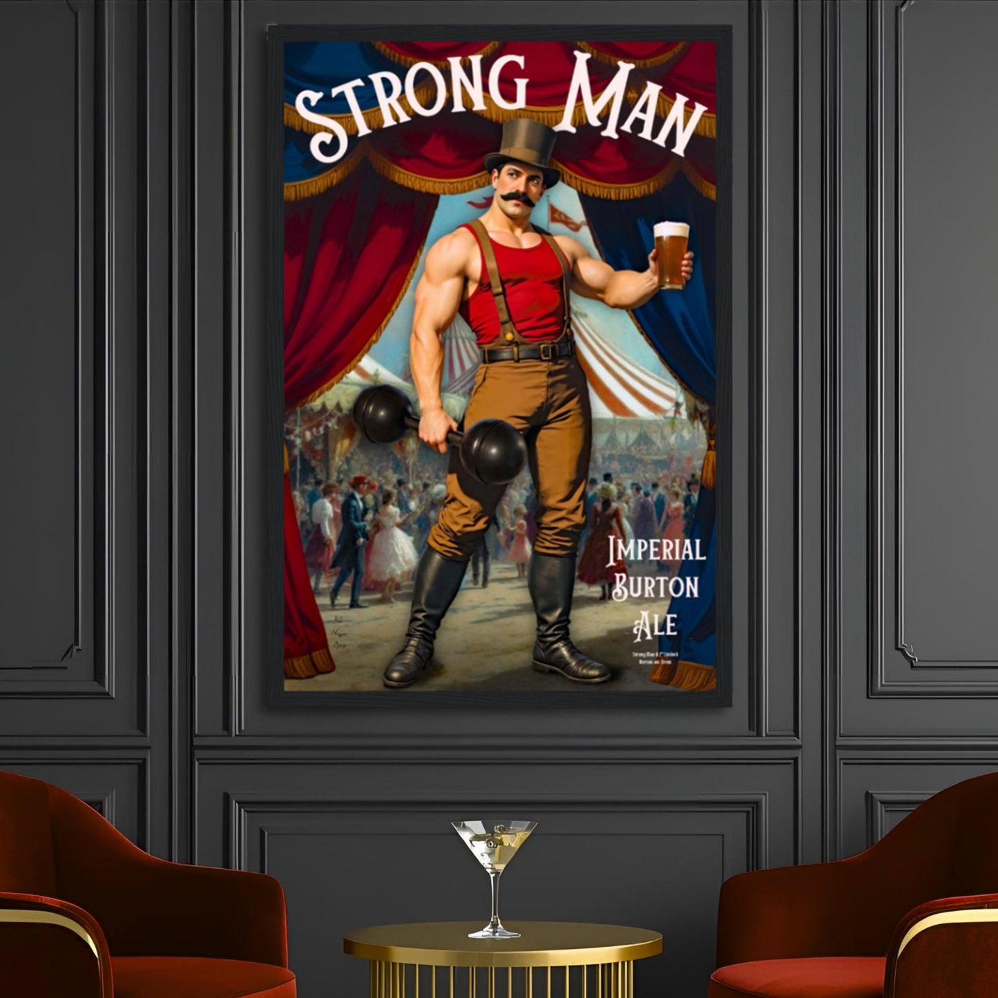 Vintage Victorian Circus Strongman Ale Art Print