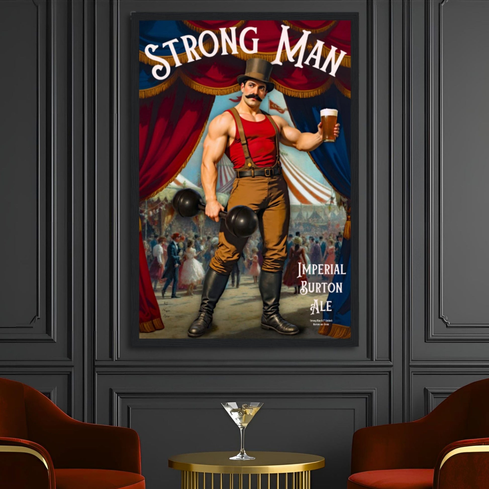 Vintage Victorian Circus Strongman Ale Art Print