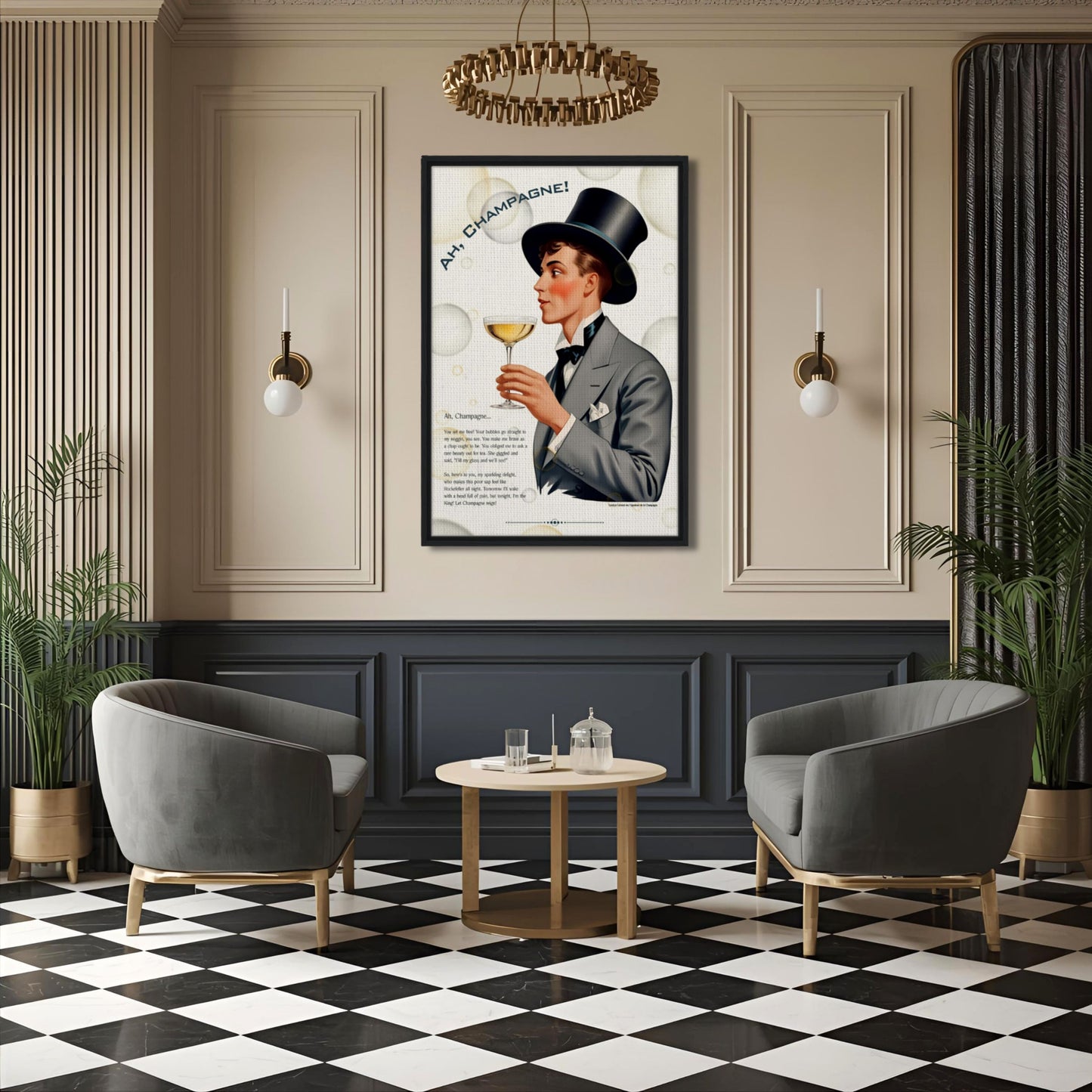 Art Deco Champagne Funny Poem Art Print