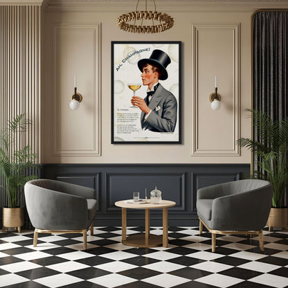 Art Deco Champagne Funny Poem Art Print