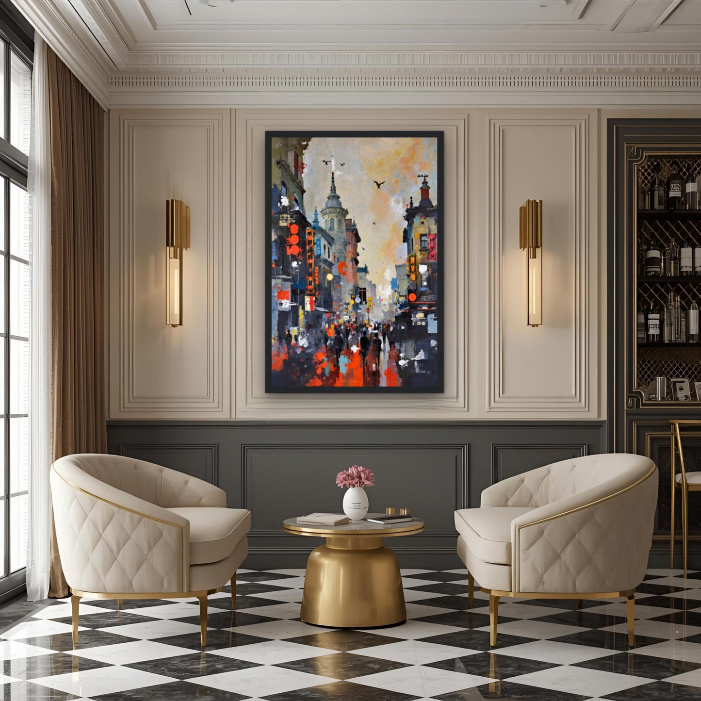 Gothic City Street Art Print - European Cityscape
