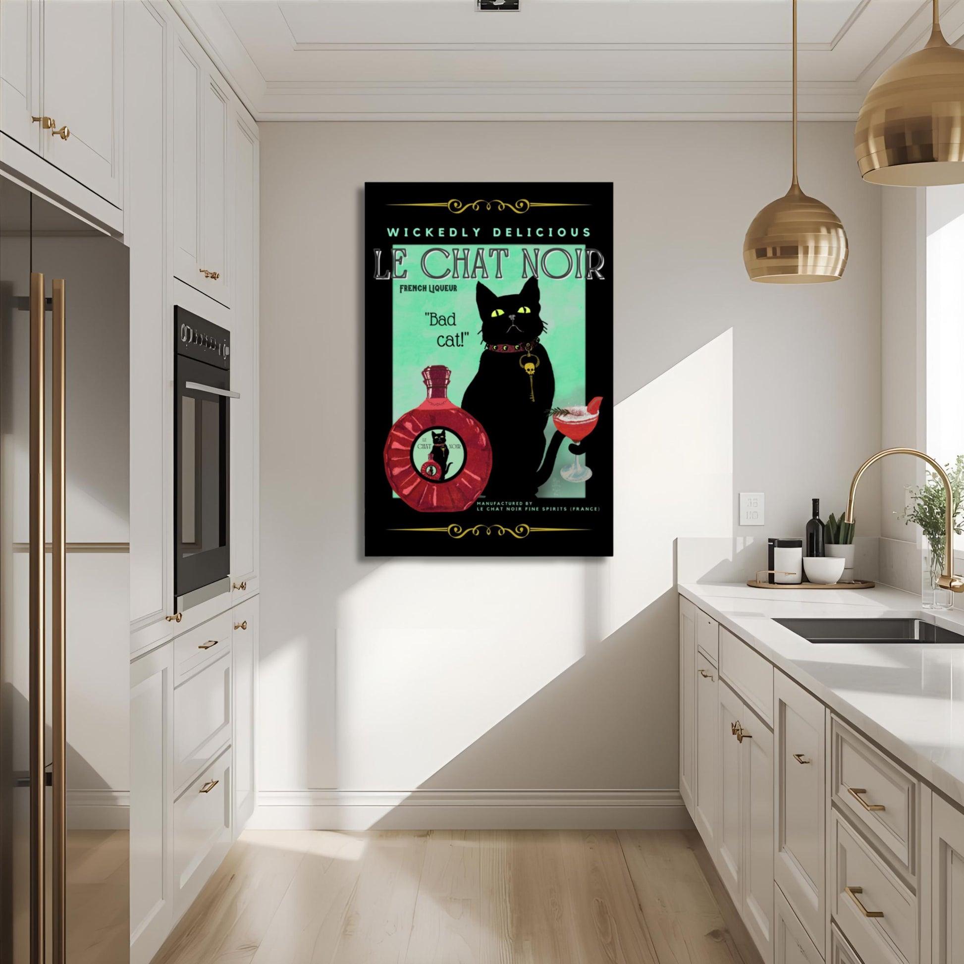 Black Cat Cocktail French Art Deco Print