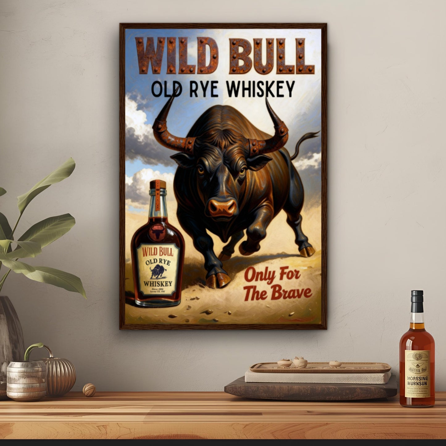 Wild Bull Old West Rye Whiskey Poster Print