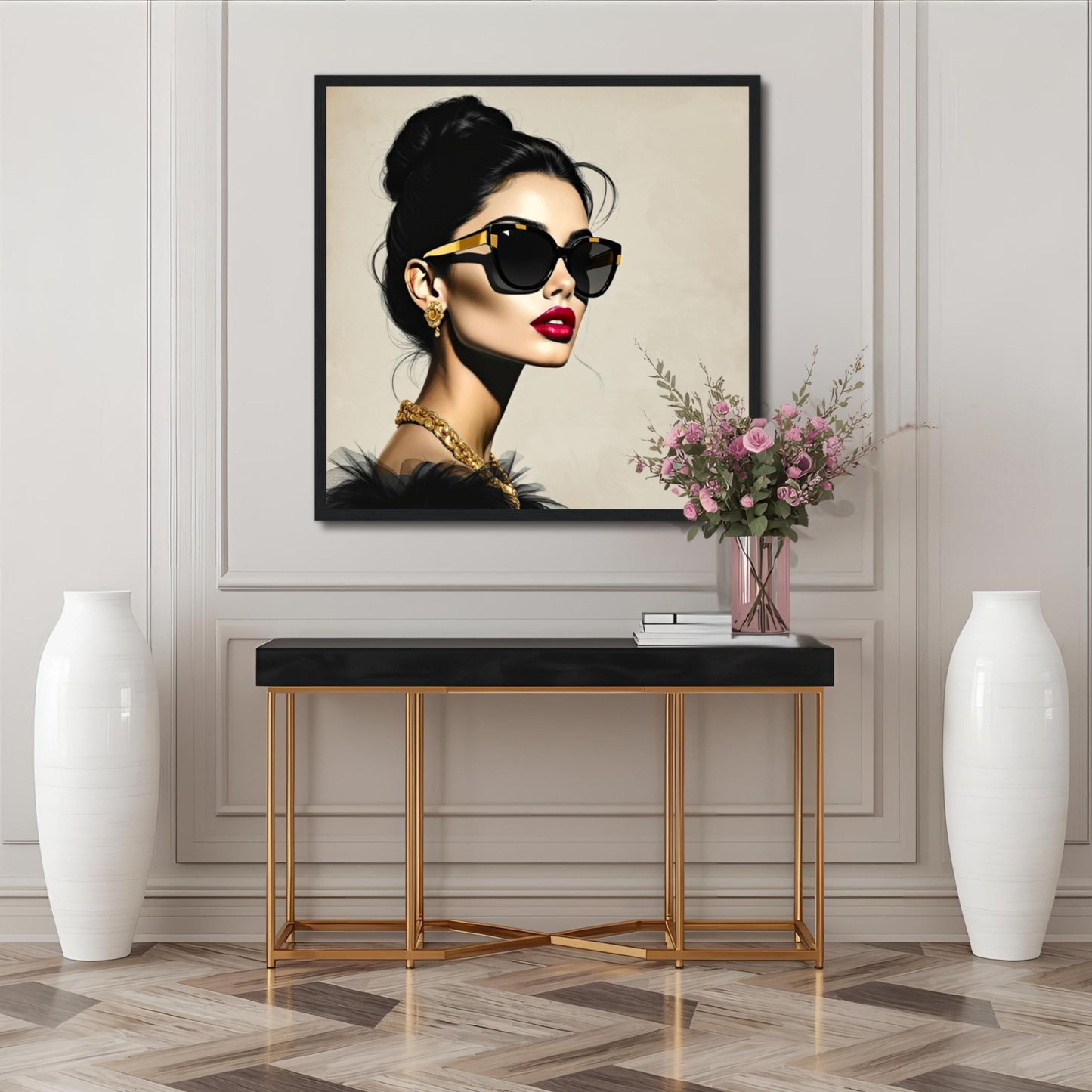 Golden Girl Chic Runway Model Art Print