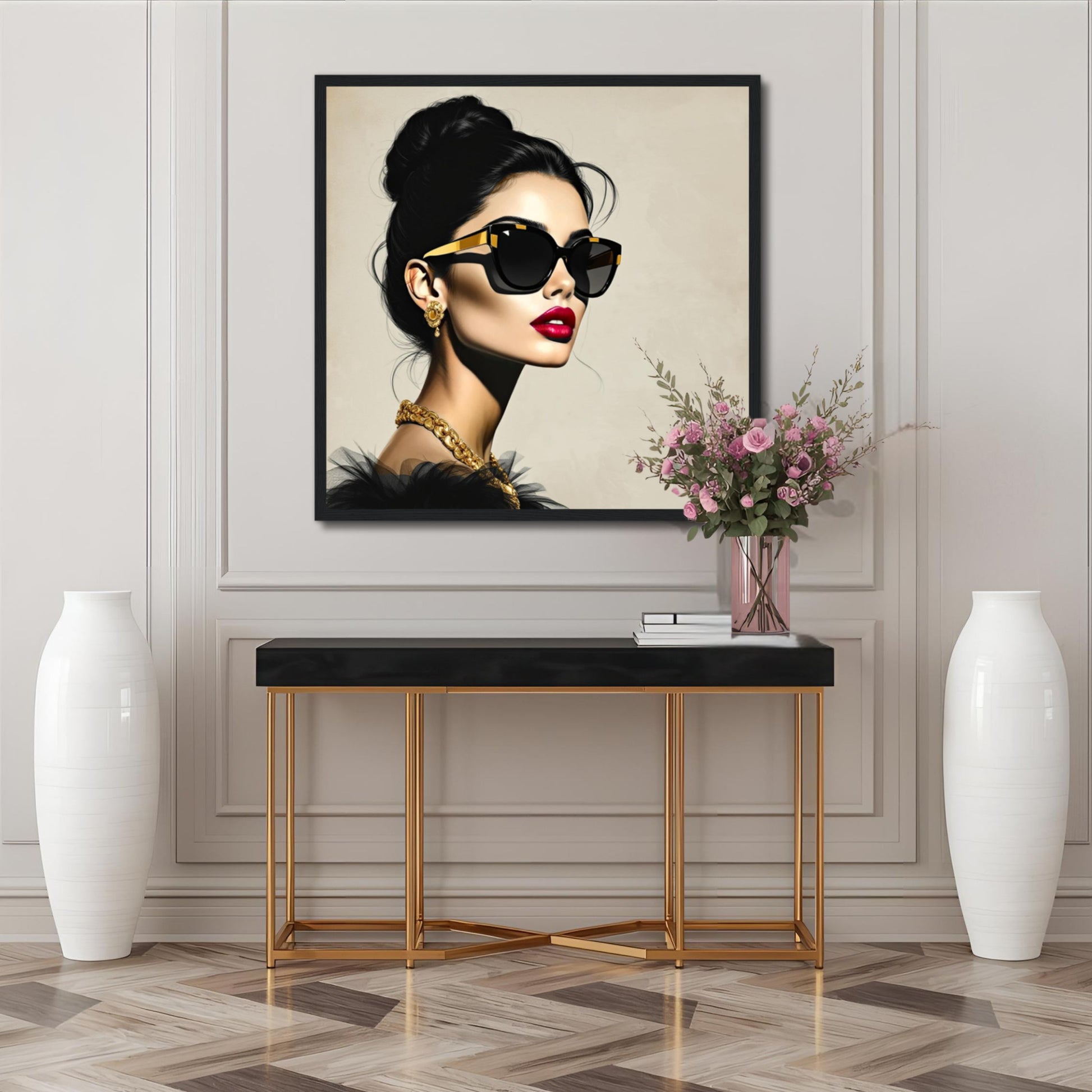 Golden Girl Chic Runway Model Art Print