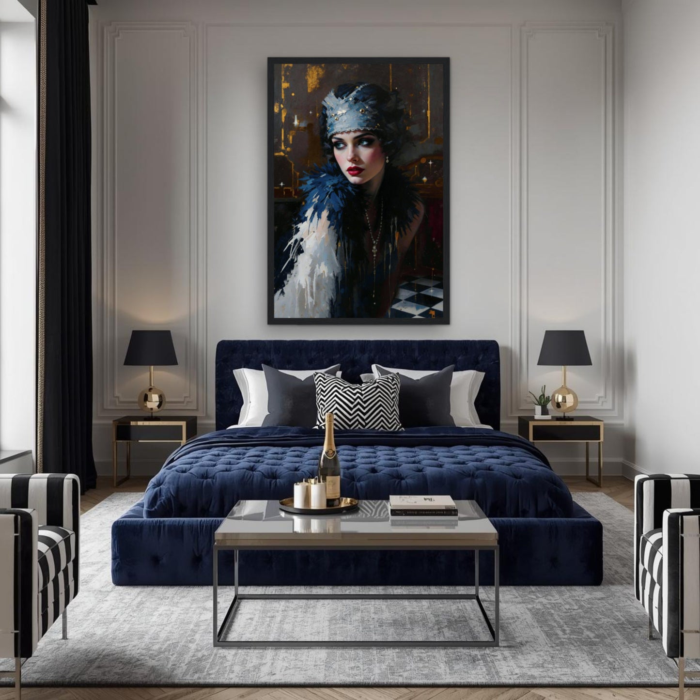 1920s Gatsby Flapper Painting Art Print - Speakeasy Prohibition Wall Decor