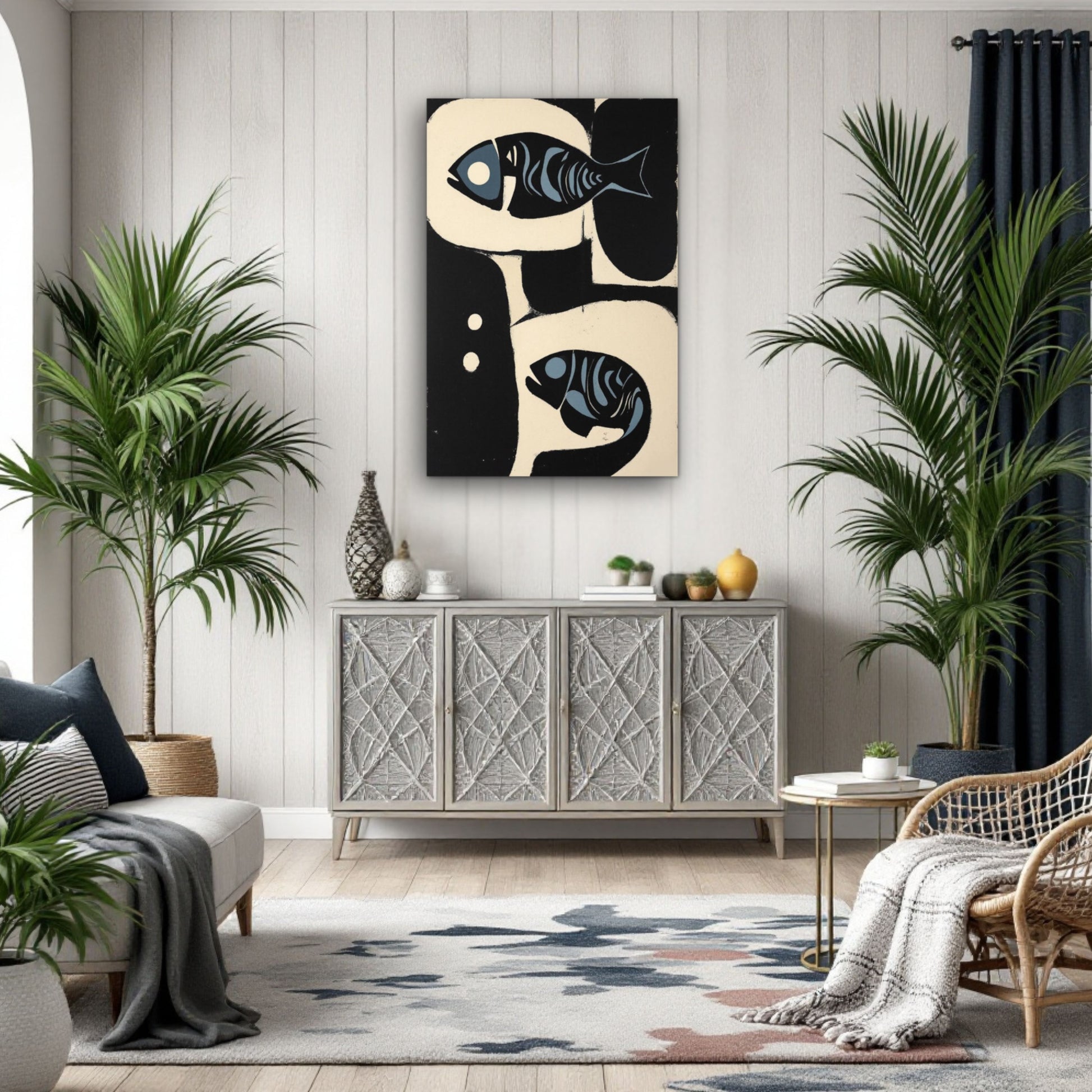 Abstract Mid-Century Modern Fish Art Print