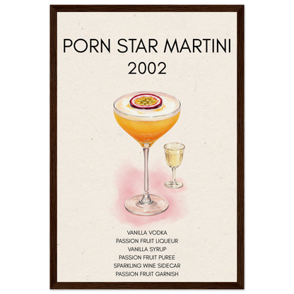 Porn Star Martini Bar Art Cocktail Print Dark Brown Wood Frame 30x45 cm 12x18″ Museum-Quality Matte Paper Wooden Framed Poster
