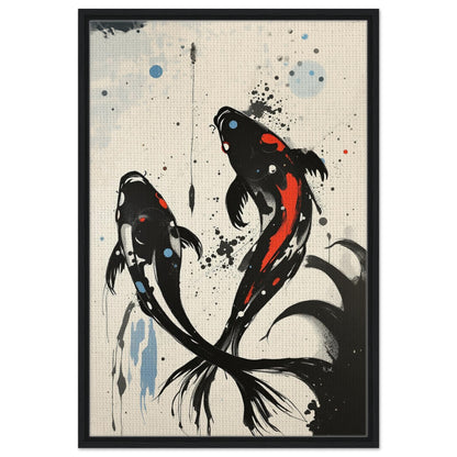 Modern Koi Fish Ocean Art Print 60x90 cm 24x36″ Framed Canvas Black Wood Frame