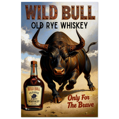 Wild Bull Old West Rye Whiskey Poster Print 40x60 cm 16x24″ Museum-Quality Matte Poster No Frame