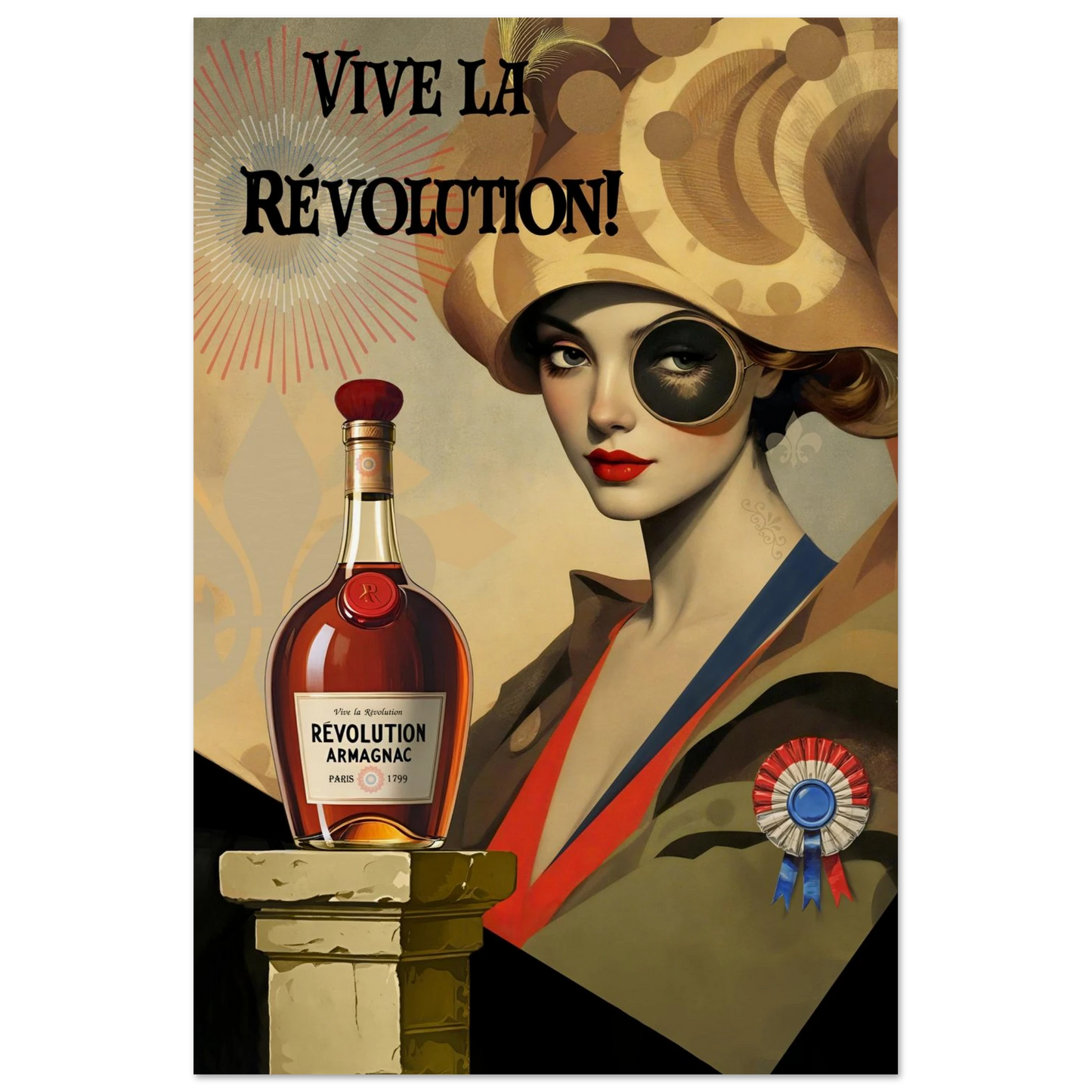 Vintage French Revolution Cognac Art Print No Frame 60x90 cm 24x36″ Museum-Quality Matte Paper Poster