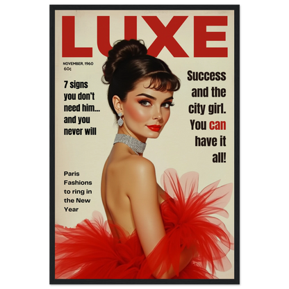 Audrey Hepburn Vintage Fashion Art Print Black Wood Frame 40x60 cm 16x24″ Museum-Quality Matte Paper Wooden Framed Poster