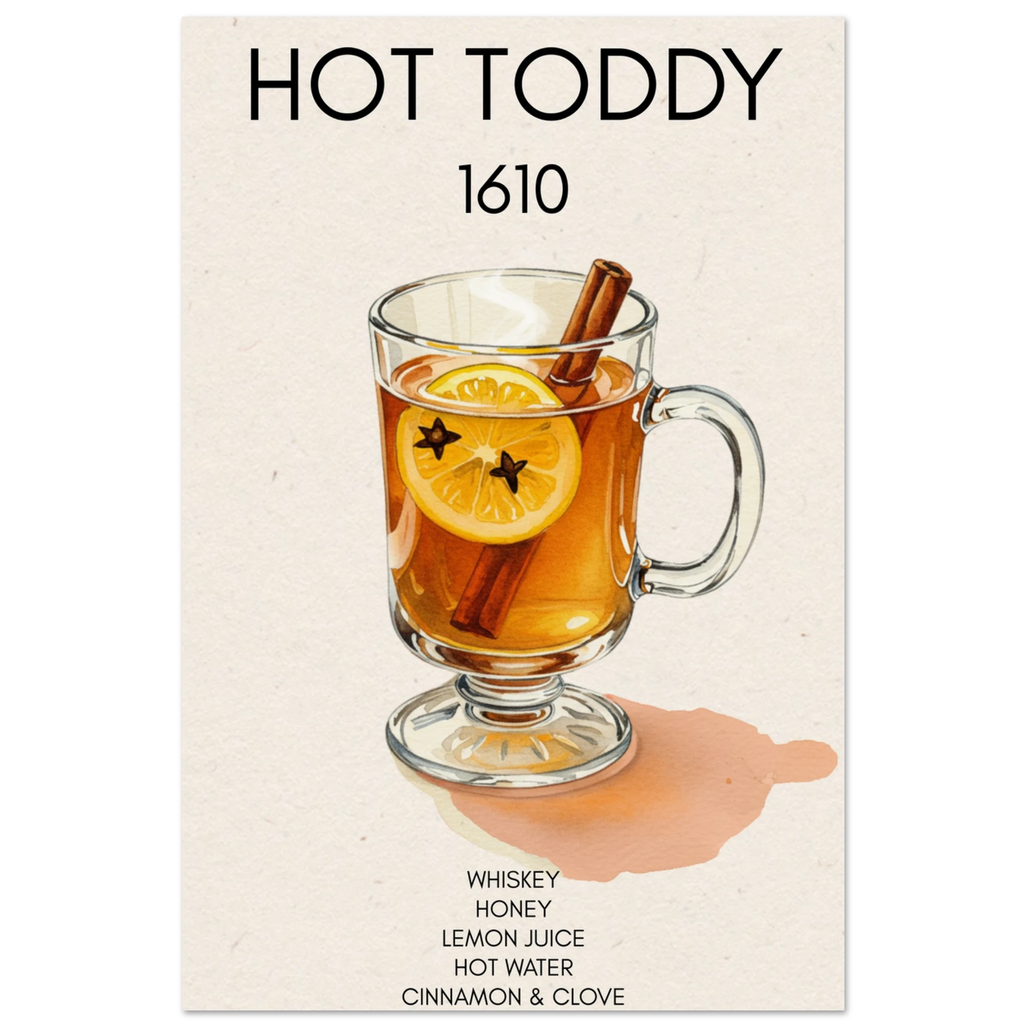 Hot Toddy Cocktail Bar Art Print No Frame 30x45 cm 12x18″ Museum-Quality Matte Paper Poster