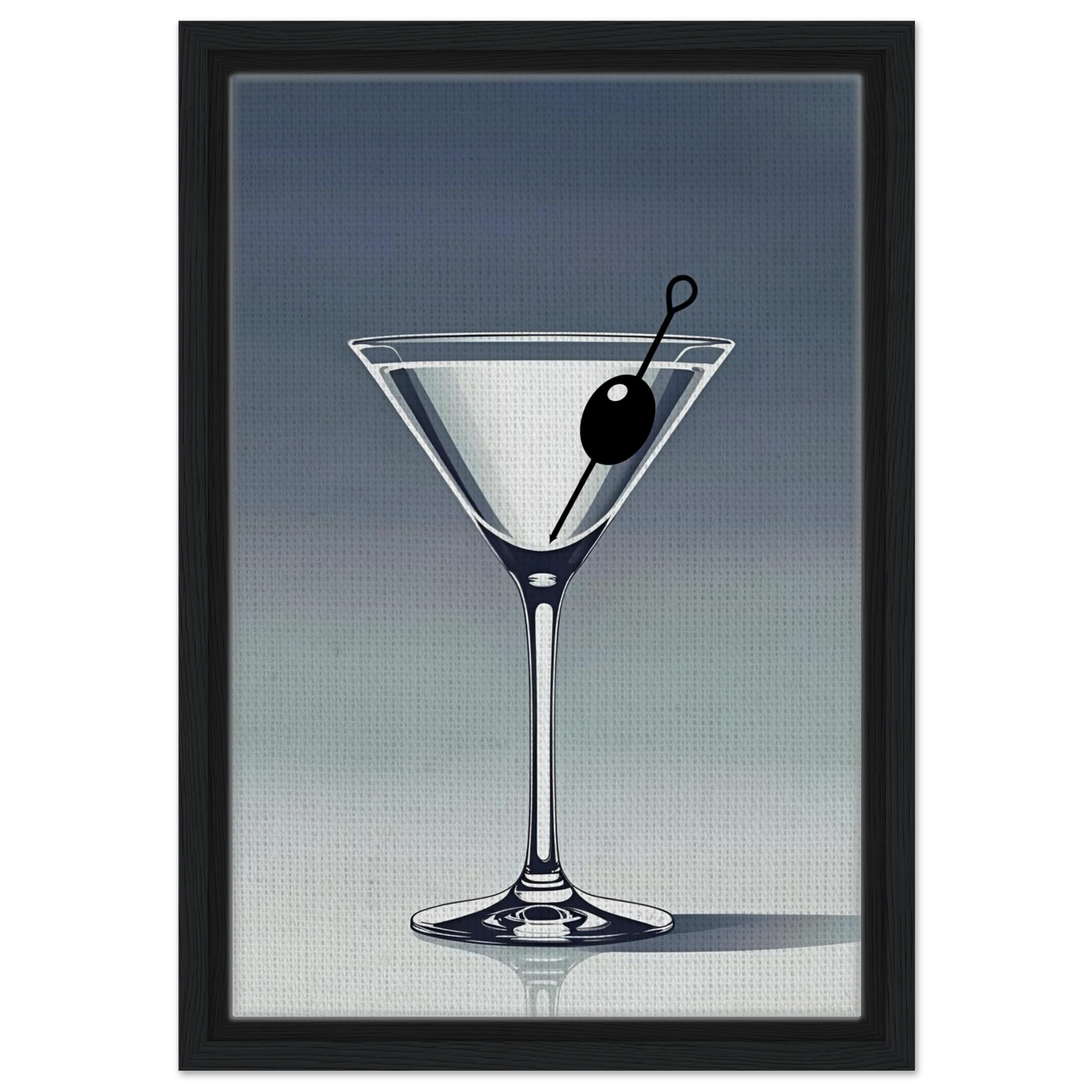 Retro Martini Cocktail Bar Art Print 30x45 cm 12x18″ Framed Canvas Black Wood Frame