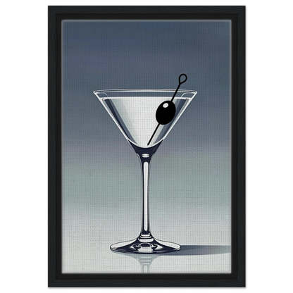 Retro Martini Lounge Cocktail Bar Art Print 30x45 cm 12x18″ Framed Canvas Black Wood Frame