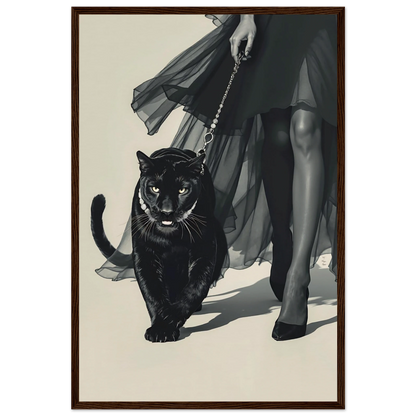 Retro Fashion Model Panther Art Print Dark Brown Wood Frame 40x60 cm 16x24″ Museum-Quality Matte Paper Wooden Framed Poster
