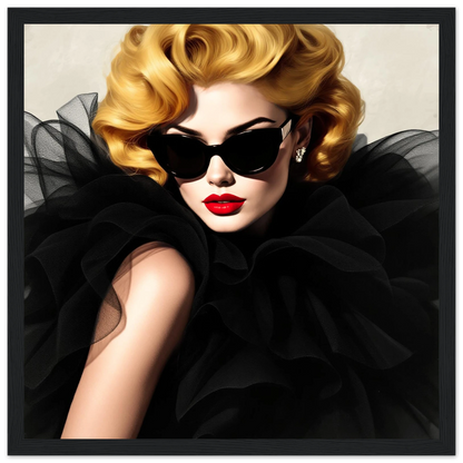 Paris Avant-Garde Retro Fashion Model Art Print 30x30 cm 12x12″ Classic Matte Wooden Framed Poster
