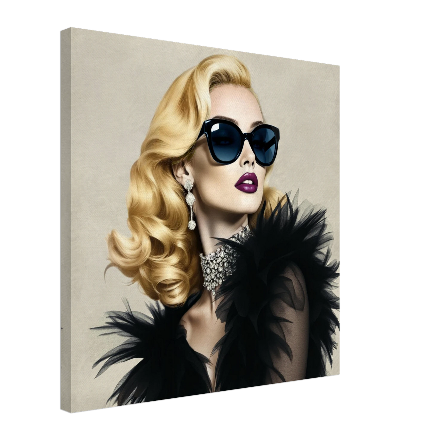 Blonde Bombshell Fashion Model Art Print 60x60 cm 24x24″ Gallery Wrapped Canvas