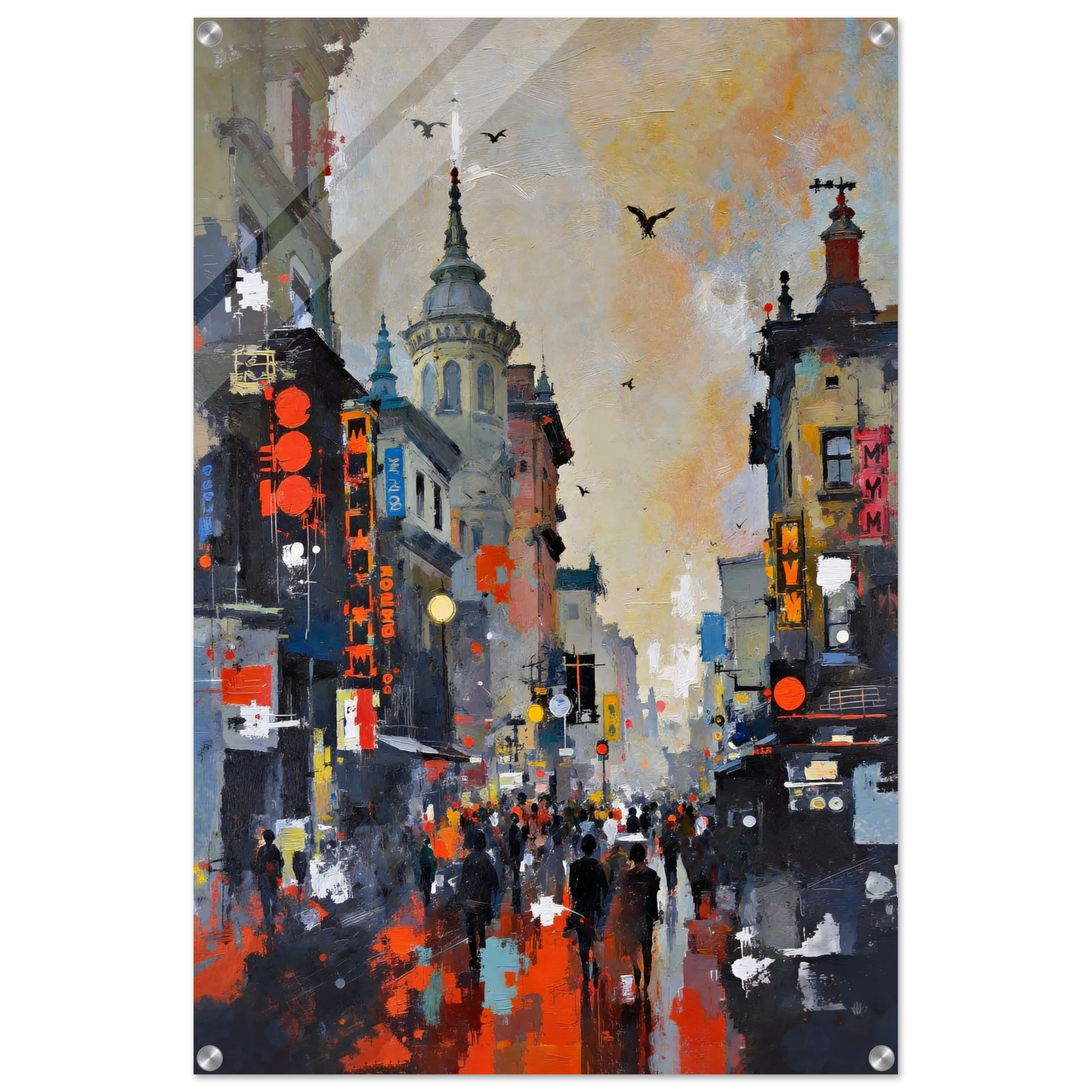 Gothic City Street Art Print - European Cityscape