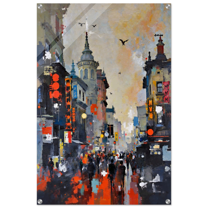 Gothic City Street Art Print - European Cityscape