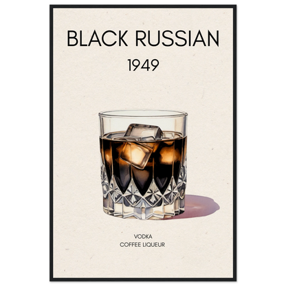 Black Russian Cocktail Bar Art Print Black Wood Frame 60x90 cm 24x36″ Museum-Quality Matte Paper Wooden Framed Poster