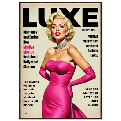 Marilyn Monroe Old Hollywood Art Print Dark Brown Wood Frame 70x100 cm 28x40″ Premium Semi-Glossy Paper Wooden Framed Poster