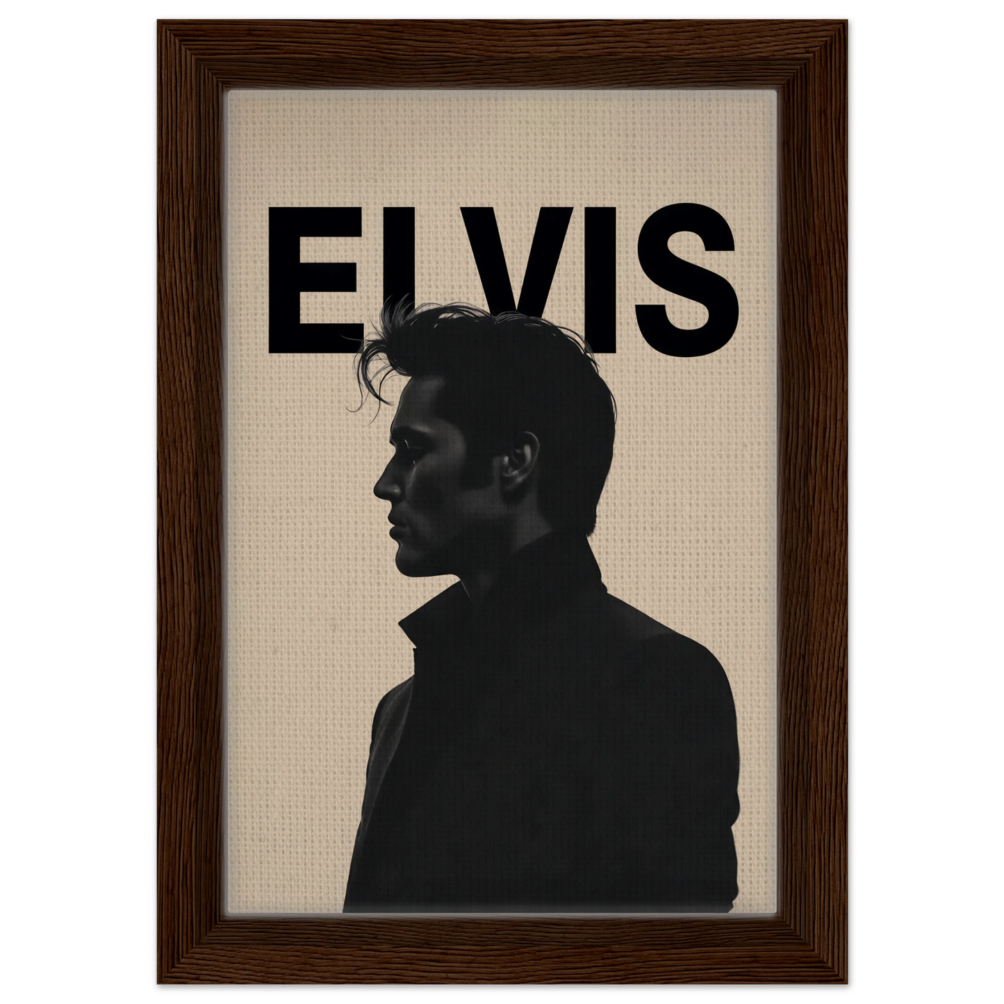 Young Elvis Presley Silhouette Art Print Dark Brown Wood Frame 20x30 cm 8x12″ Framed Canvas