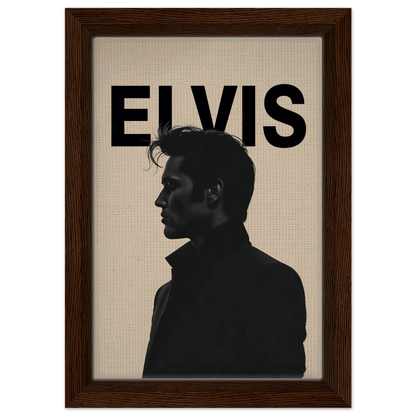 Young Elvis Presley Silhouette Art Print Dark Brown Wood Frame 20x30 cm 8x12″ Framed Canvas