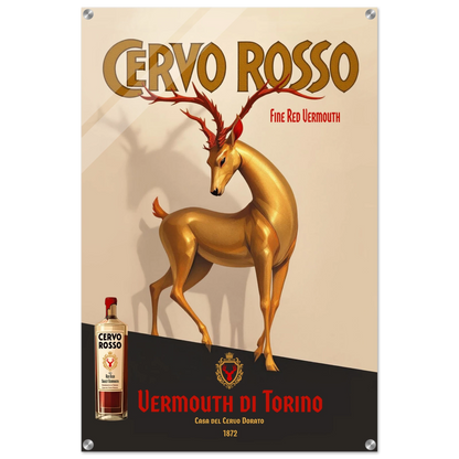 Art Deco Golden Deer Cocktail Bar Poster Print 60x90 cm 24x36″ Sleek Acrylic Print No Frame