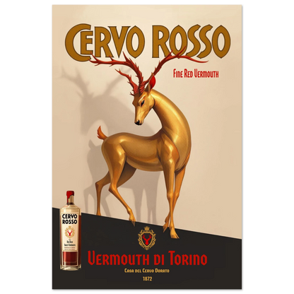 Art Deco Golden Deer Cocktail Bar Poster Print 40x60 cm 16x24″ Premium Matte Paper Poster No Frame