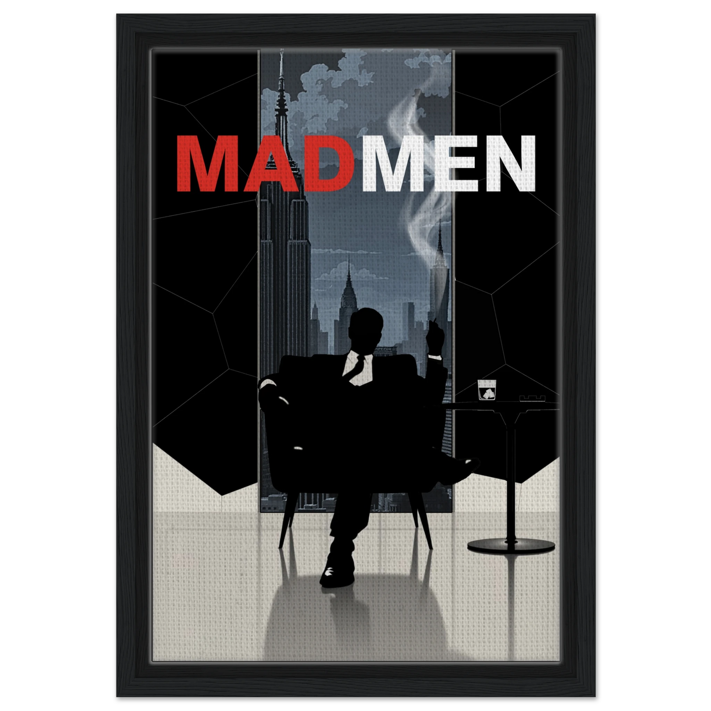 Mad Men Don Draper Retro Art Print Black Wood Frame 30x45 cm 12x18″ Framed Canvas