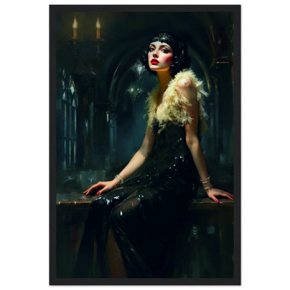 Speakeasy 1920s Elegant Flapper Art Print 30x45 cm 12x18″ Museum-Quality Matte Paper Wooden Framed Poster Black Wood Frame