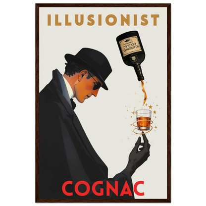 Vintage Illusionist Cognac Cocktail Bar Poster Print 40x60 cm 16x24″ Museum-Quality Matte Paper Wooden Framed Poster Dark Brown Wood Frame