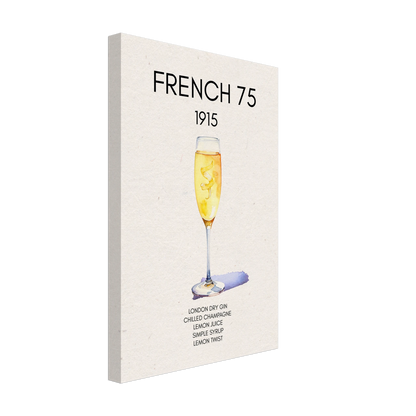 French 75 Cocktail Art Print No Frame 30x45 cm 12x18″ Gallery Wrapped Canvas