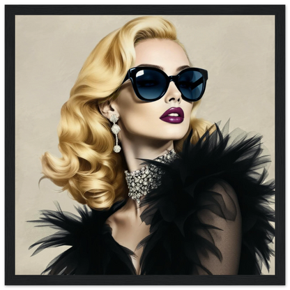 Blonde Bombshell Fashion Model Art Print 30x30 cm 12x12″ Museum-Quality Matte Paper Wooden Framed Poster