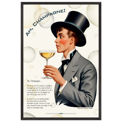 Art Deco Champagne Funny Poem Art Print 60x90 cm 24x36″ Canvas -