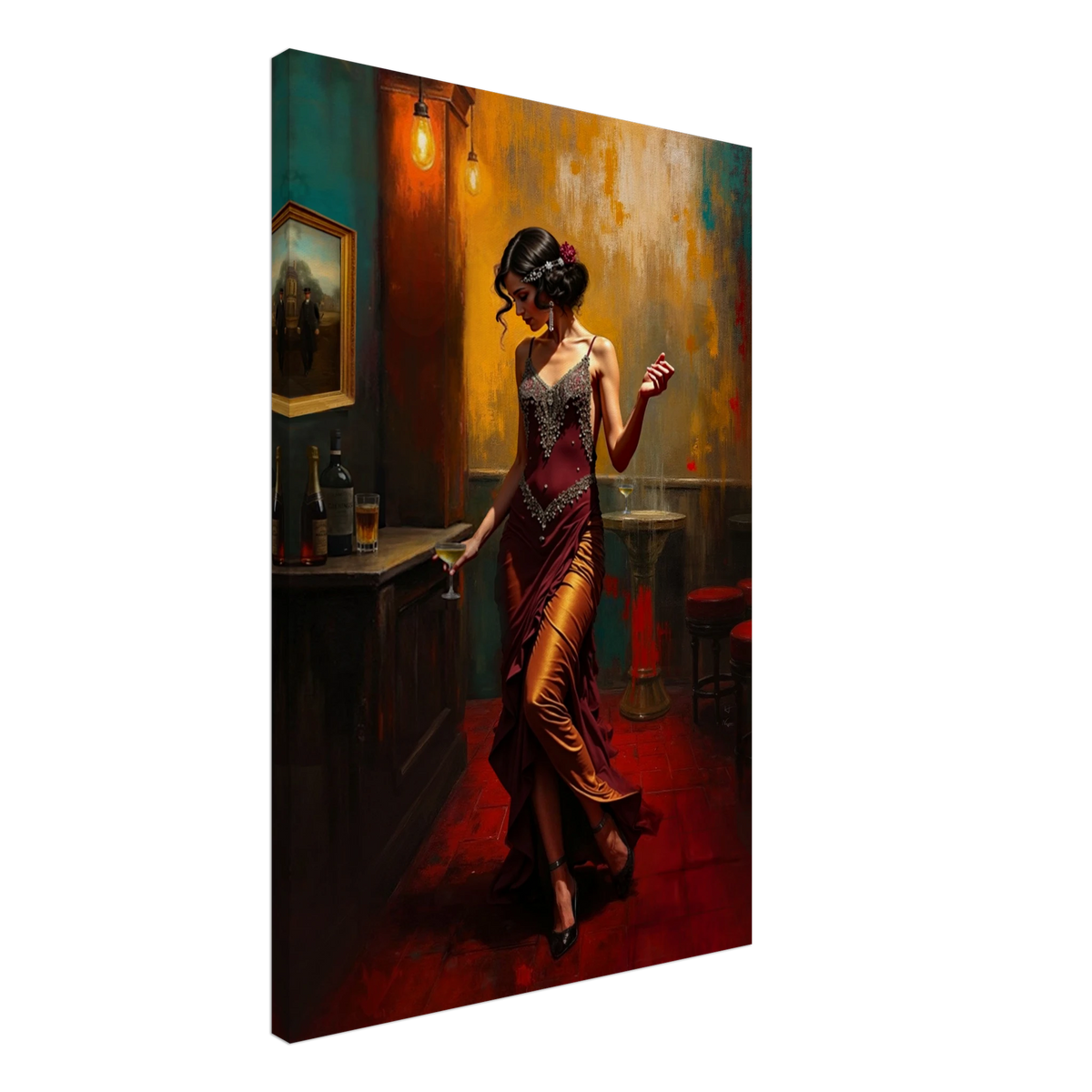Speakeasy Flapper Art Prohibition Print 60x90 cm 24x36″ Gallery Wrapped Canvas No Frame