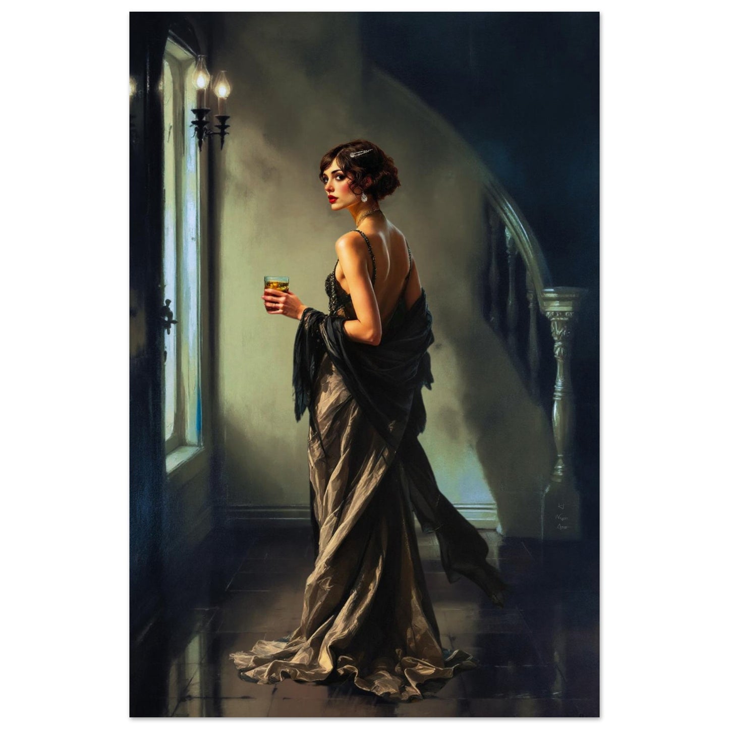Art Deco Flapper Speakeasy Fine Art Print No Frame 60x90 cm 24x36″ Museum-Quality Matte Paper Poster