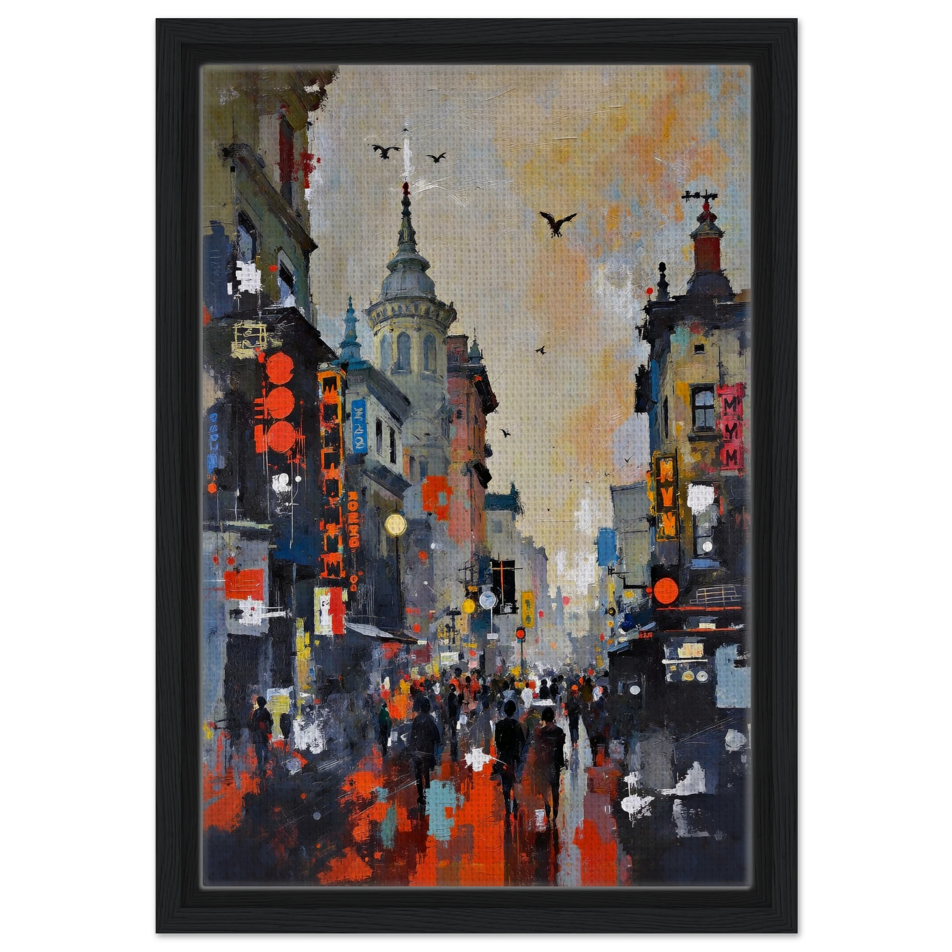 Gothic City Street Art Print - European Cityscape