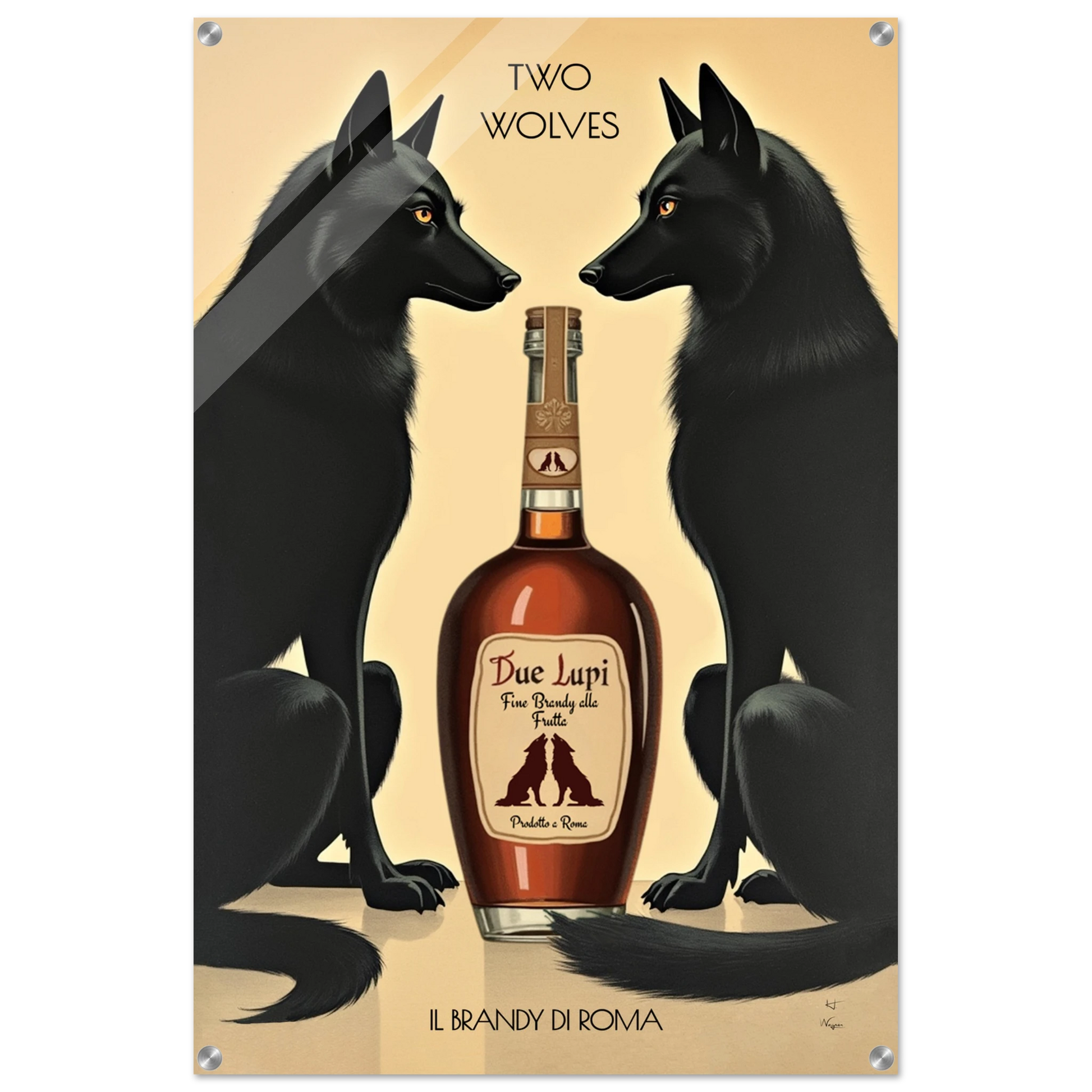 Two Wolves Italian Cocktail Bar Art Print 60x90 cm 24x36″ Sleek Acrylic Print No Frame