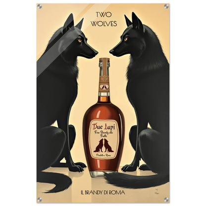 Two Wolves Italian Cocktail Bar Art Print 60x90 cm 24x36″ Sleek Acrylic Print No Frame