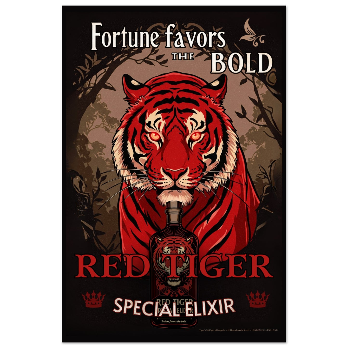 Tiger Cocktail Bar Art Poster Print 60x90 cm 24x36″ Museum-Quality Matte Poster No Frame