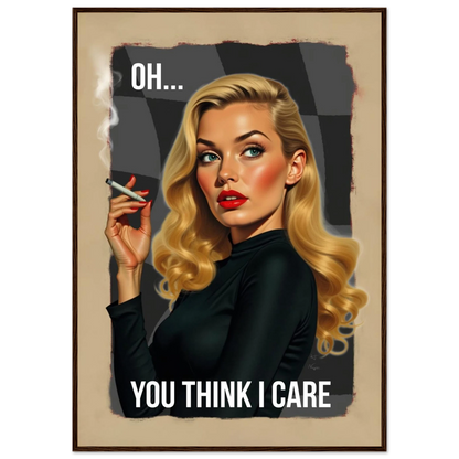 Retro Blonde Bombshell 1960s Funny Quote Art Print Dark Brown Wood Frame 70x100 cm 28x40″ Premium Matte Paper Wooden Framed Poster