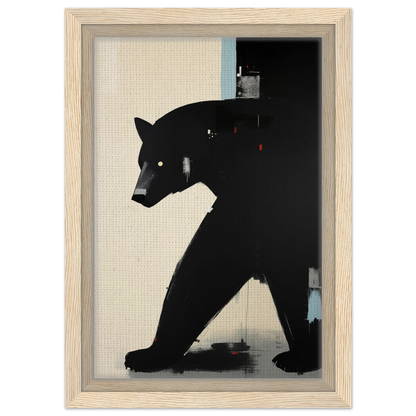 Minimalist Abstract Black Bear Art Poster Print Light Wood Frame 20x30 cm 8x12″ Framed Canvas