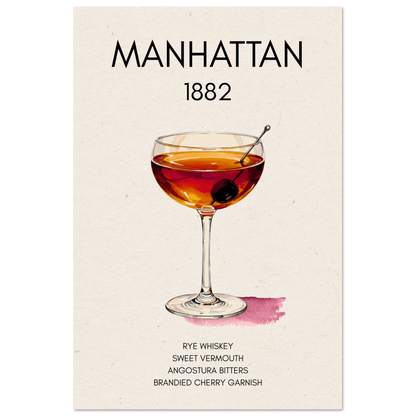 Classic Manhattan Cocktail Bar Art Print No Frame 60x90 cm 24x36″ Museum-Quality Matte Paper Poster