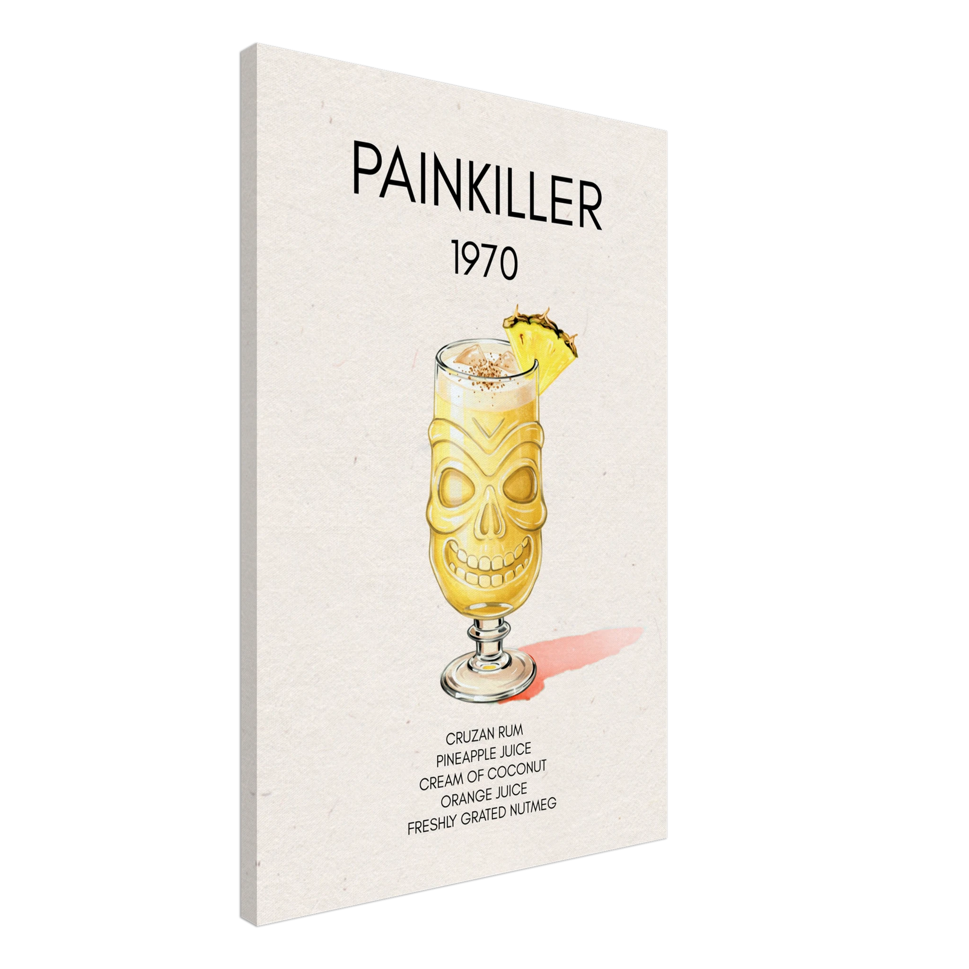 Painkiller Cocktail Bar Art Tiki Print No Frame 60x90 cm 24x36″ Gallery Wrapped Canvas