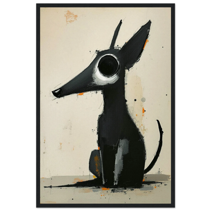 Big Eyed Abstract Dog Fine Art Print Black Wood Frame 40x60 cm 16x24″ Museum-Quality Matte Paper Wooden Framed Poster