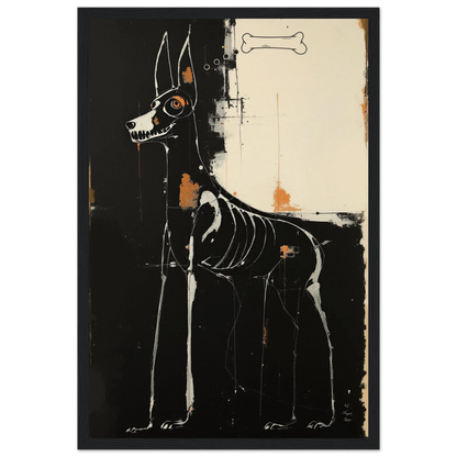 X-ray Skeleton Dog Abstract Art Poster Print 30x45 cm 12x18″ Museum-Quality Matte Paper Wooden Framed Poster Black Wood Frame