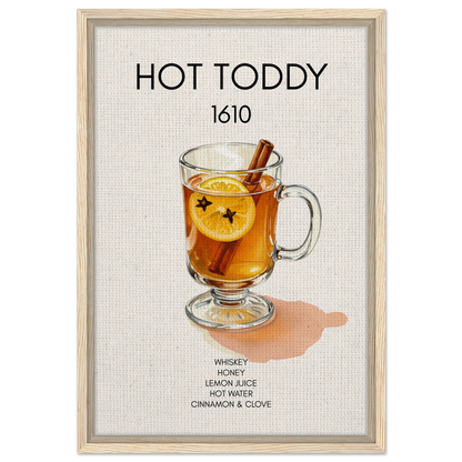 Hot Toddy Cocktail Bar Art Print Light Wood Frame 40x60 cm 16x24″ Framed Canvas