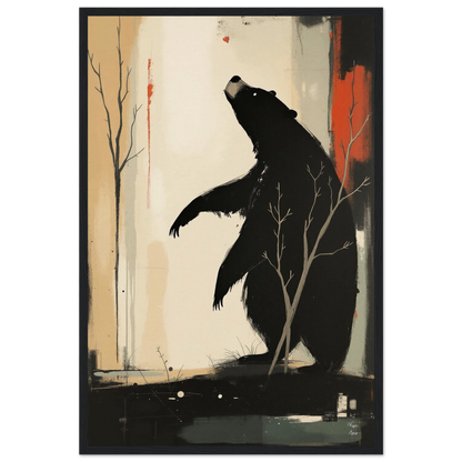 Abstract Bear Wildlife Art Print 40x60 cm 16x24″ Museum-Quality Matte Paper Wooden Framed Poster Black Wood Frame